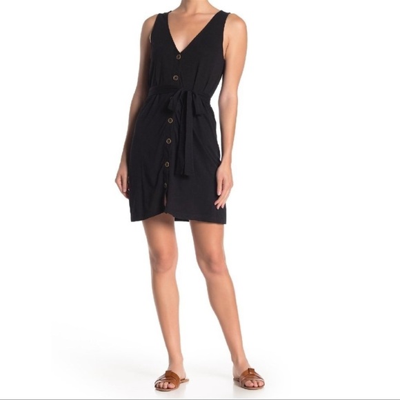 SANCTUARY Size Small Tie Waist Button Down Tank Dress Minimalist Vacation - Picture 1 of 11